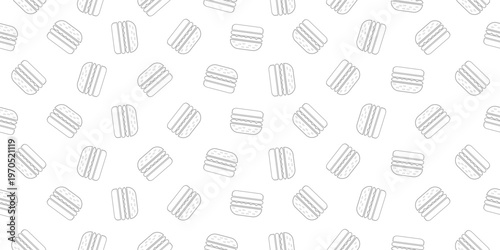 burger pattern background. doodle fast food burger seamless pattern background. fried chicken burger pattern. Seamless Pattern of hamburger pattern.
