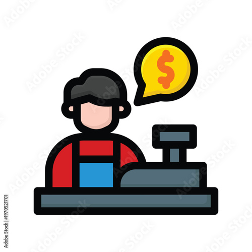  cashier line colored icon illustration vector graphic.eps