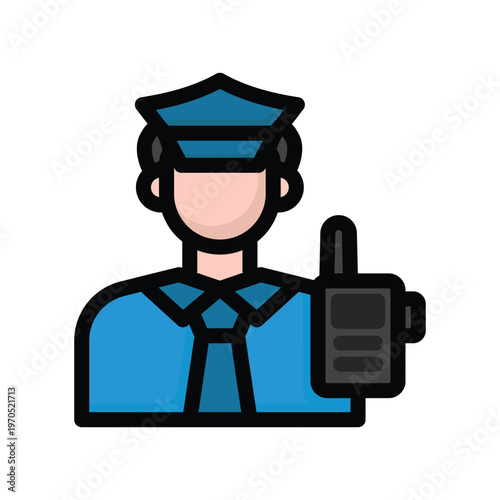 security guard line colored icon illustration vector graphic.eps