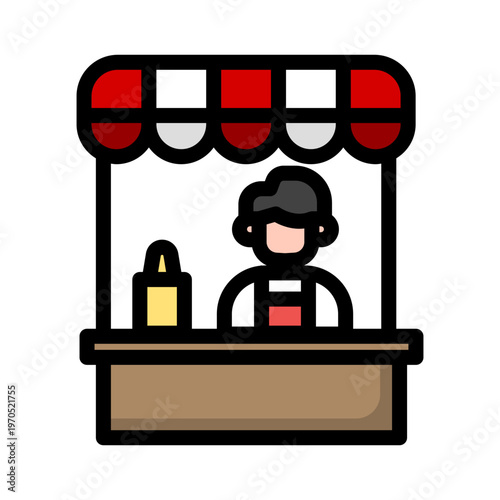 shopkeeper line colored icon illustration vector graphic.eps