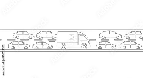 Truck and cars on the road.