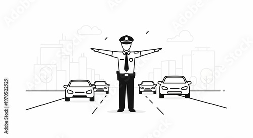 Traffic Controller Guiding Vehicles Safely.