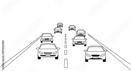 Cars on a road driving forward.