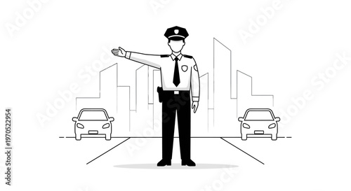 Police Officer Directing Traffic Flow.