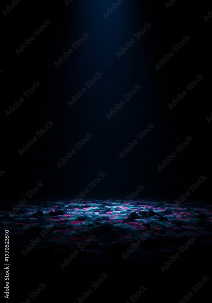 Obraz premium A profound expanse of infinite darkness consumes every ray of light, creating a deep vacuum of absolute nothingness and eternal silence, emptiness, vacuum, matte