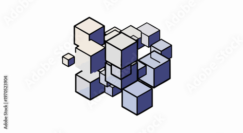 Abstract geometric composition of overlapping isometric cubes.