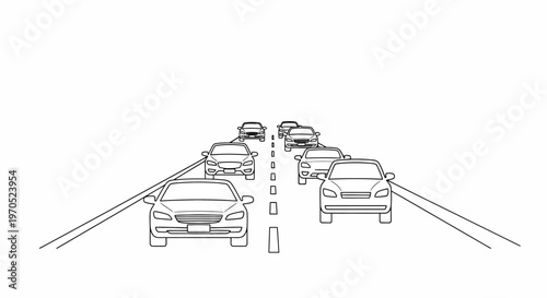 Cars on a Roadway Lane Divided.