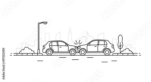 Cars crash into each other.