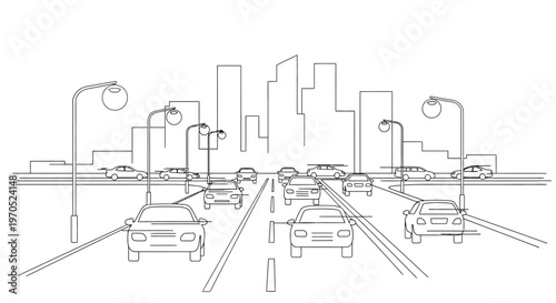 Cars on a city road way.