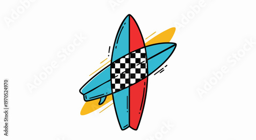 Colorful Crossed Surfboards Illustration for Summer Sports and Beach Fun.