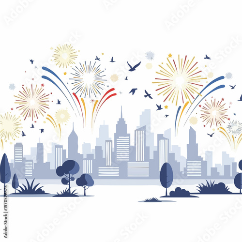 Colorful Fireworks Exploding in the Sky.
