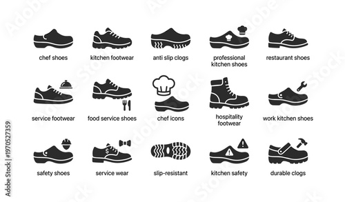 Chef and kitchen footwear icons: safety, style, and functionality