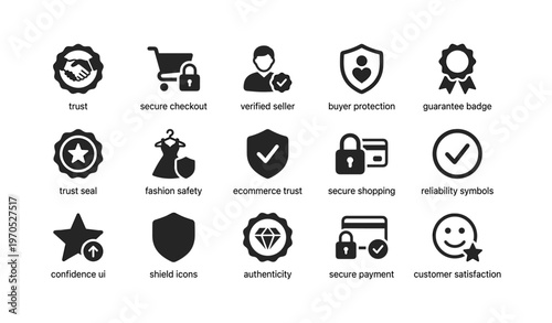 Ecommerce trust and security icons for online shopping protection