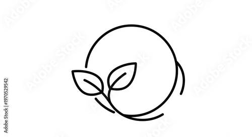 Simple Line Drawing of Growing Leaves.