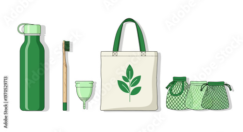 Green reusable eco friendly shopping bag.