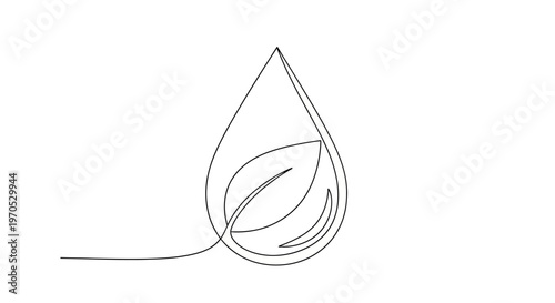 Leaf Inside a Water Drop Illustration.