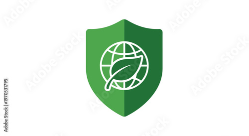Green shield with globe leaf logo.