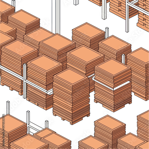 Isometric Stacks of Tiles - A Detailed Architectural Illustration.
