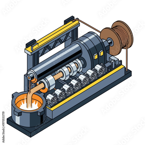 Continuous Casting Machine Illustration for Metal Production.