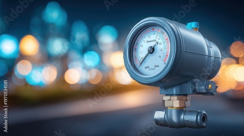 Industrial water meter with dial and metallic fittings