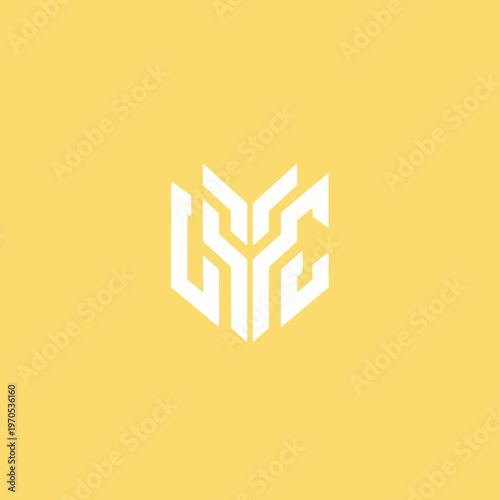 Geometric Monogram Logo Design White on Yellow.