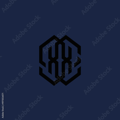 Geometric Hexagonal Emblem with Interlocking Lines.