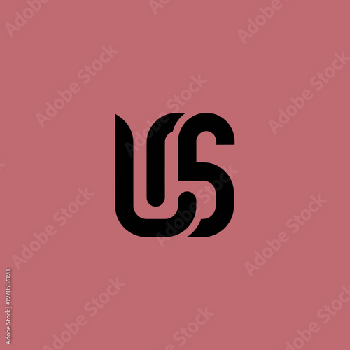 Modern Abstract Black US Monogram Logo Design.