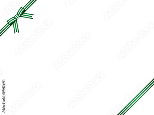 リボン蝶、縞、斜F、m17緑