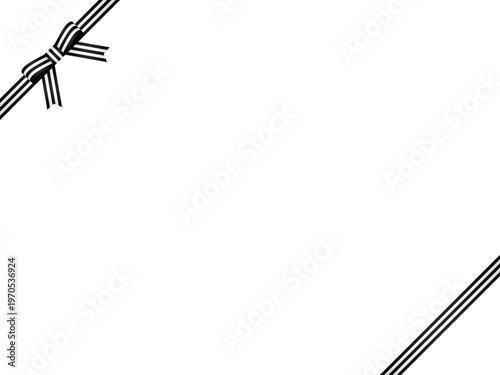 リボン蝶、縞、斜F、m19黒