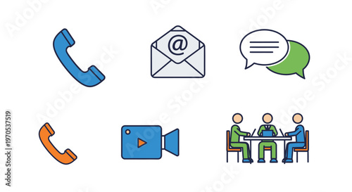 Communication Icons Telephone Video Chat.