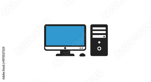 Computer desktop and tower system.