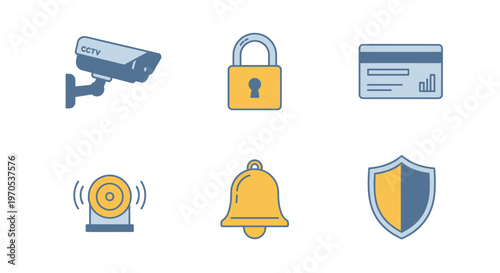 Security icons set with shield and lock.