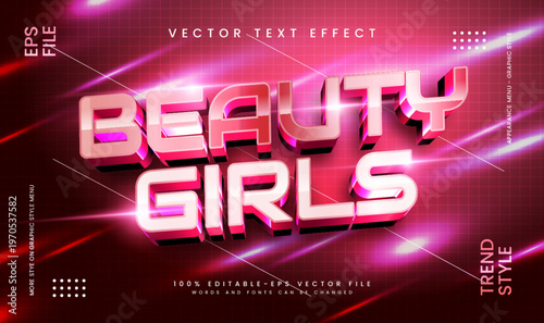 Beauty girls editable vector text effect, with elegant pink concept
