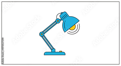 Blue desk lamp with adjustable arm.