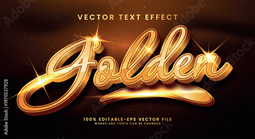 Golden 3D text style effect. Editable text with luxury concept.