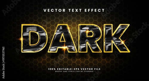 Dark editable text style effect with golden theme.