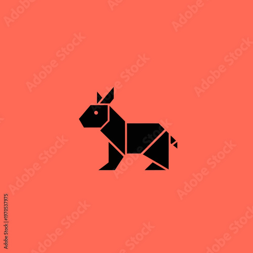 Origami Dog Silhouette Minimalist Geometric Design.
