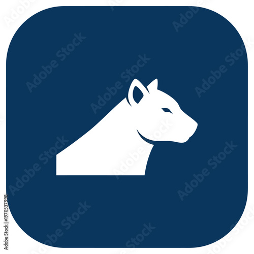 Stylized White Wolf Head Silhouette on Dark Blue Background.