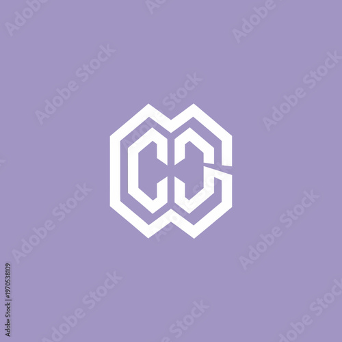 Geometric Monogram CCW Logo Design White.