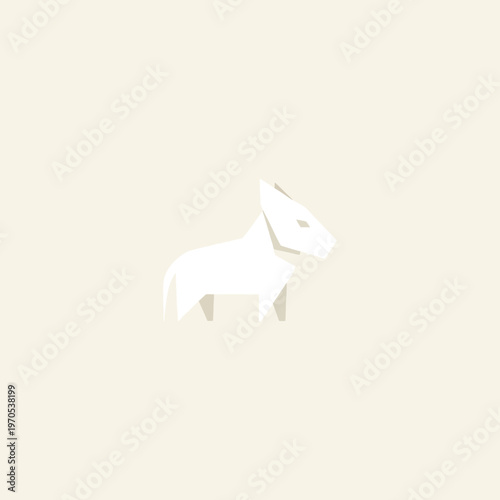 Minimalist Geometric White Donkey Illustration.