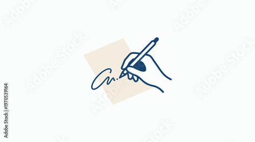 Signing A Document Minimalist Line Drawing