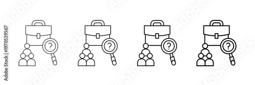 Job Seeker Icons Vector Set In Different Stroke Line Style