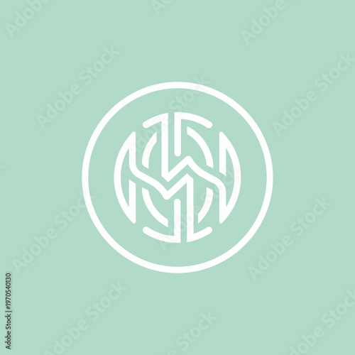 Monogram Logo Design with Intertwined Letters in Circle.