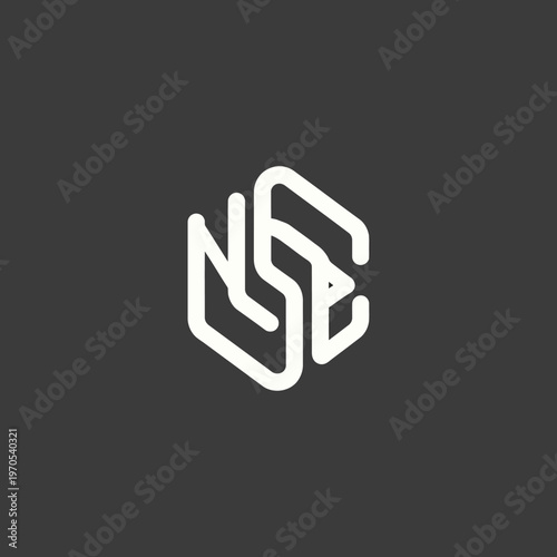 Modern Abstract Geometric Logo Design NSC Monogram.
