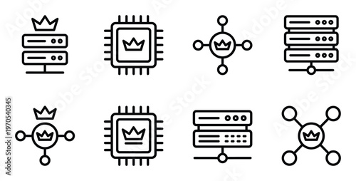 King data server and cpu line icon set. high quality design and very good for your needs