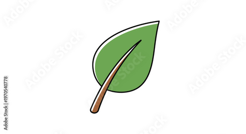 Green leaf with brown stem.