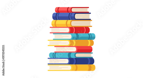 Colorful Stack of Books Vector Illustration - Education, Learning, and Knowledge Concept Graphic