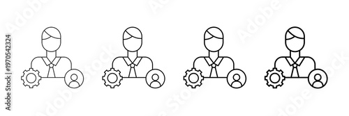 General Manager Icons Vector Set In Different Stroke Line Style