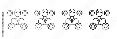 Operations Control Manager Icons Vector Set In Different Stroke Line Style