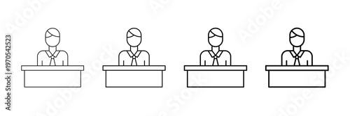 Executive Manager Icons Vector Set In Different Stroke Line Style